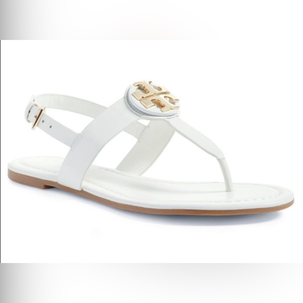 NIB Tory Burch Claire Leather Thong Sandals in Ivory